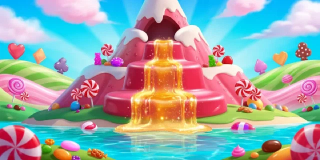 Bunte Fantasielandschaft aus Süssigkeiten