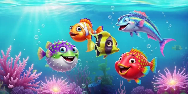 Bunte Fische zwischen Korallen